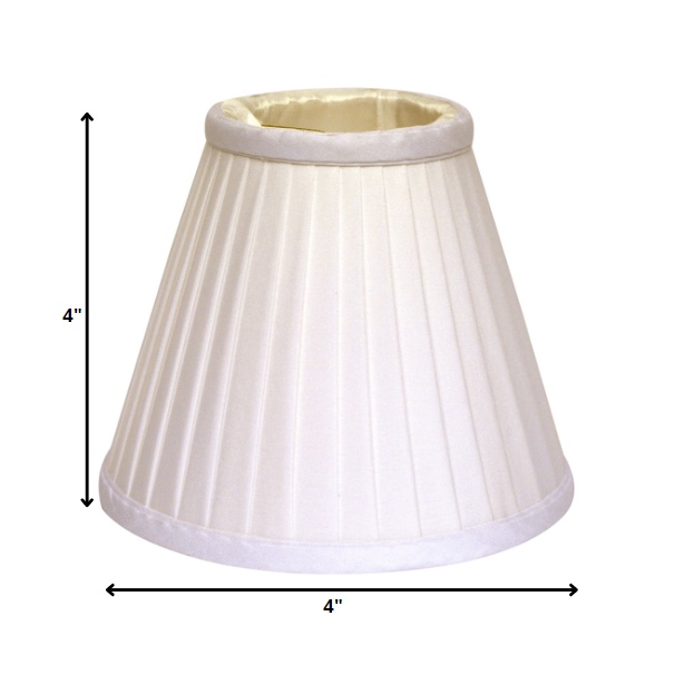 4" White Set of 6 Slanted Pleat Chandelier Silk Lampshades. Picture 3