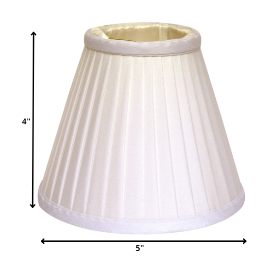 5" White Set of 6 Slanted Pleat Chandelier Silk Lampshades. Picture 3