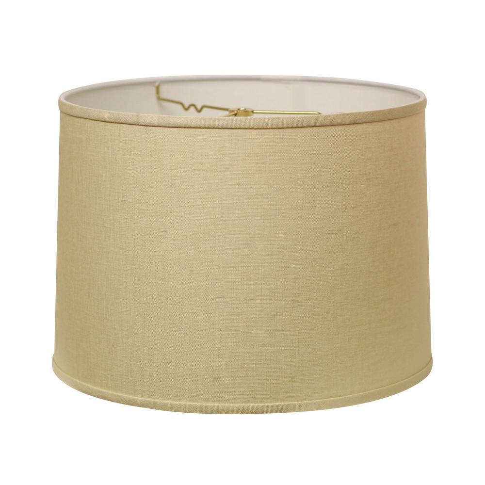 13" Parchment Beige Throwback Drum Linen Lampshade. Picture 1