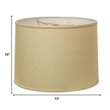 13" Parchment Beige Throwback Drum Linen Lampshade. Picture 2