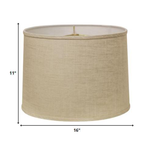 16" Light Wheat Throwback Drum Linen Lampshade. Picture 6