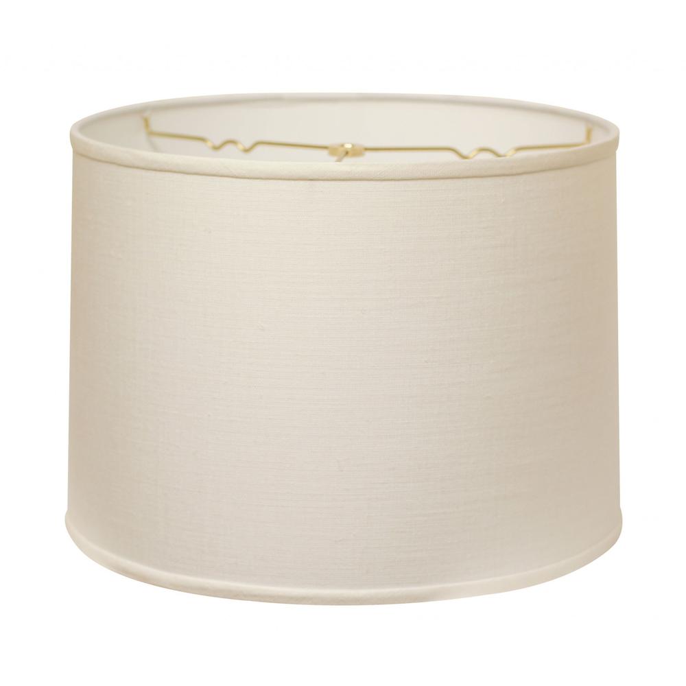 16" White Throwback Drum Linen Lampshade. Picture 1