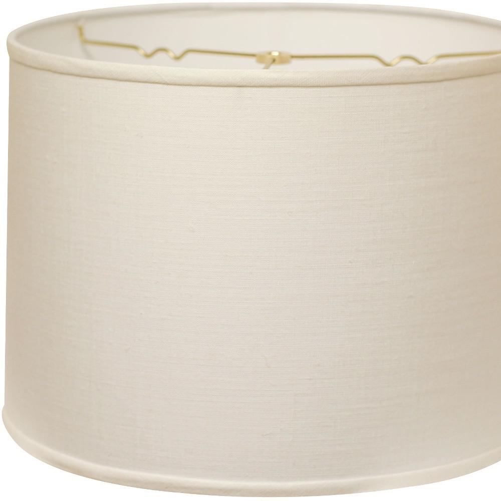 16" White Throwback Drum Linen Lampshade. Picture 4
