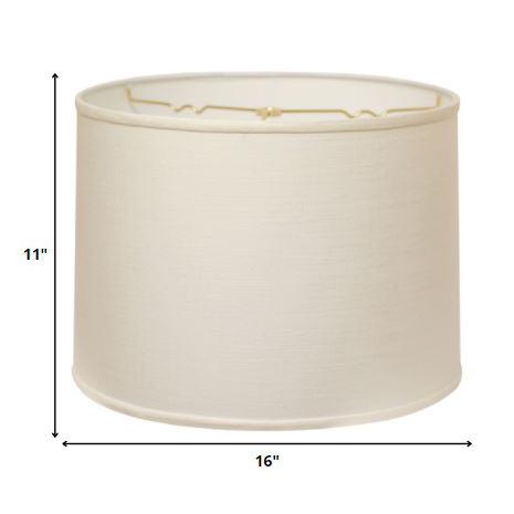 16" White Throwback Drum Linen Lampshade. Picture 6