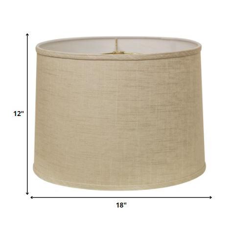 18" Light Wheat Throwback Drum Linen Lampshade. Picture 6