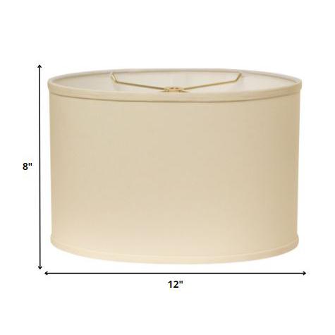 12" Ivory Throwback Oval No Slub Lampshade. Picture 6