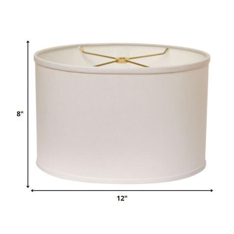 12" White Throwback Oval No Slub Lampshade. Picture 6