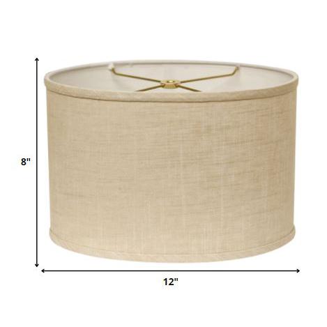 12" Light Wheat Throwback Oval Linen Lampshade. Picture 6