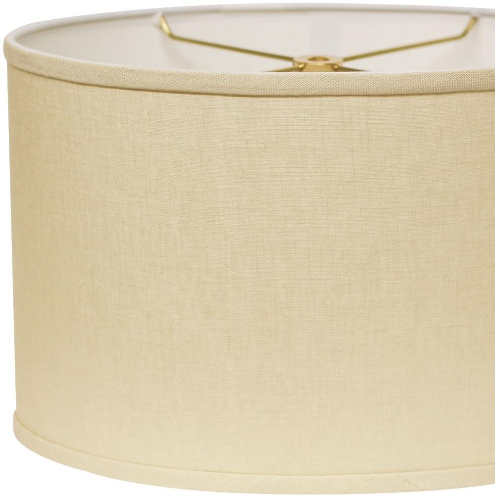 12" Parchment Biege Throwback Oval Linen Lampshade. Picture 4