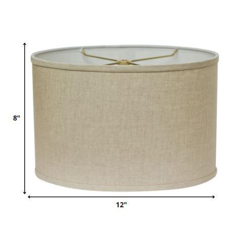 12" Dark Wheat Throwback Oval Linen Lampshade. Picture 5