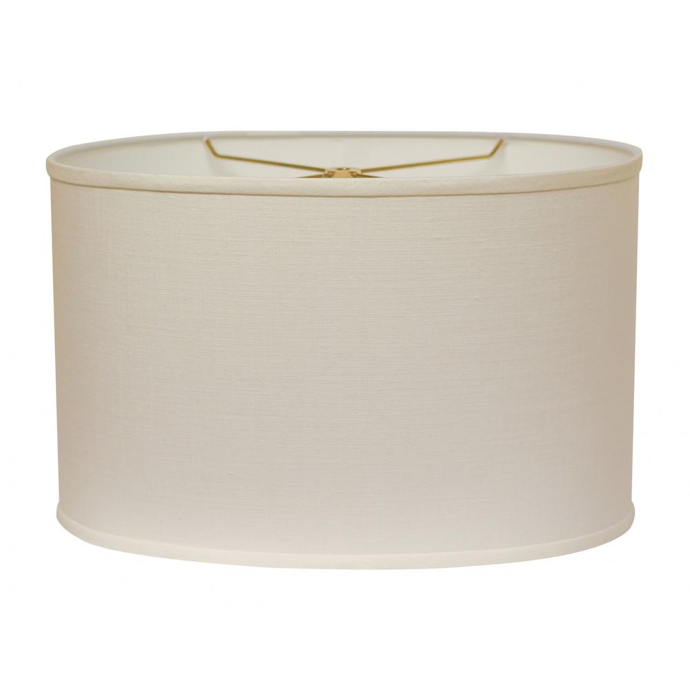 12" White Throwback Oval Linen Lampshade. Picture 1