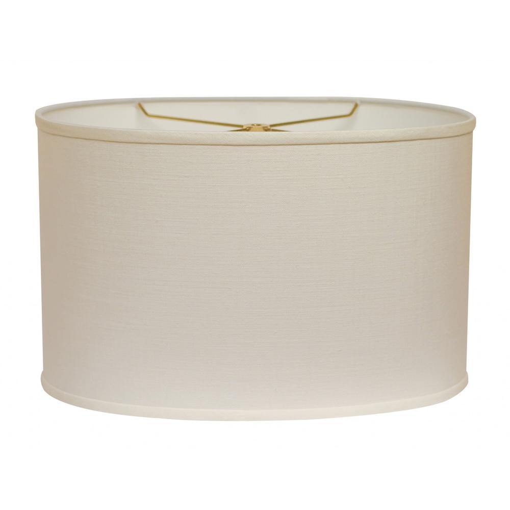 12" White Throwback Oval Linen Lampshade. Picture 3