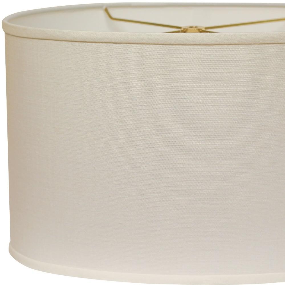 12" White Throwback Oval Linen Lampshade. Picture 4