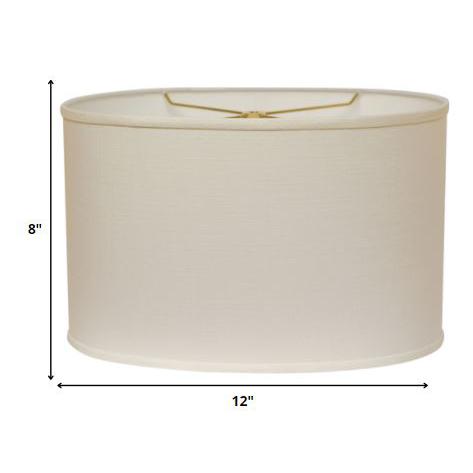 12" White Throwback Oval Linen Lampshade. Picture 6