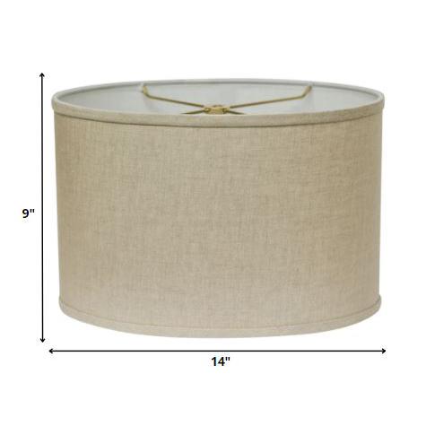14" Dark Wheat Throwback Oval Linen Lampshade. Picture 5