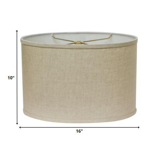 16" Dark Wheat Throwback Oval Linen Lampshade. Picture 5