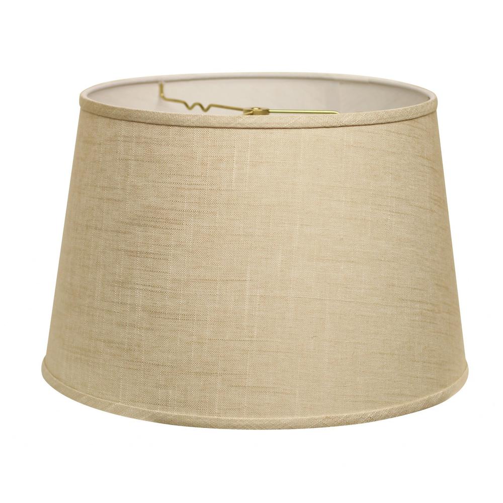14" Light Wheat Rounded Empire Slanted Linen Lampshade. Picture 3