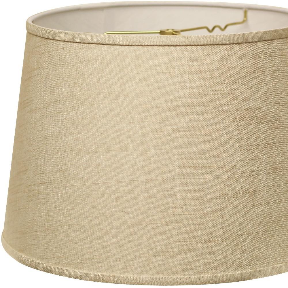 14" Light Wheat Rounded Empire Slanted Linen Lampshade. Picture 4