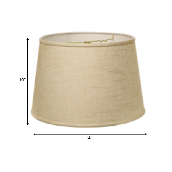 14" Light Wheat Rounded Empire Slanted Linen Lampshade. Picture 6