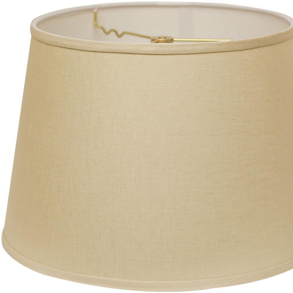 14" Parchment Biege Rounded Empire Slanted Linen Lampshade. Picture 4