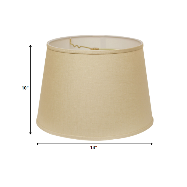 14" Parchment Biege Rounded Empire Slanted Linen Lampshade. Picture 6