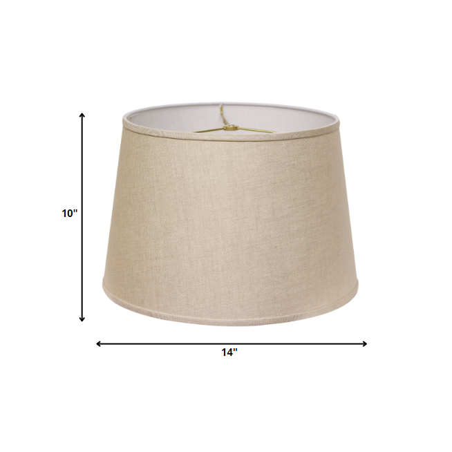 14" Dark Wheat Rounded Empire Slanted Linen Lampshade. Picture 6