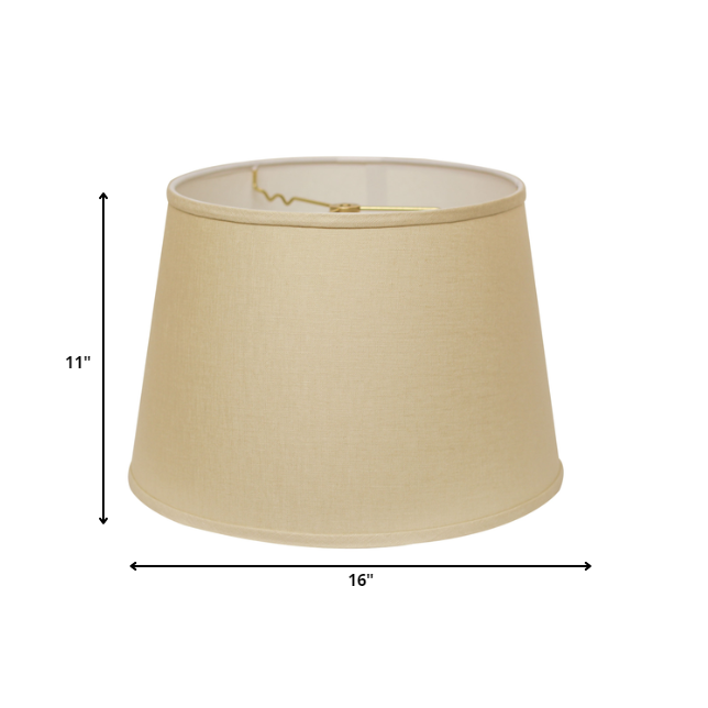 16" Parchment Biege Rounded Empire Slanted Linen Lampshade. Picture 6