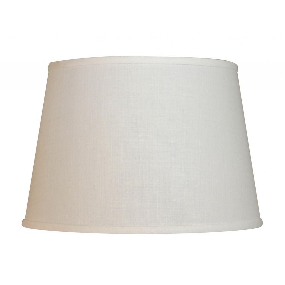 16" White Rounded Empire Slanted Linen Lampshade. The main picture.