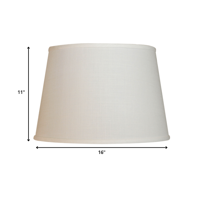 16" White Rounded Empire Slanted Linen Lampshade. Picture 6