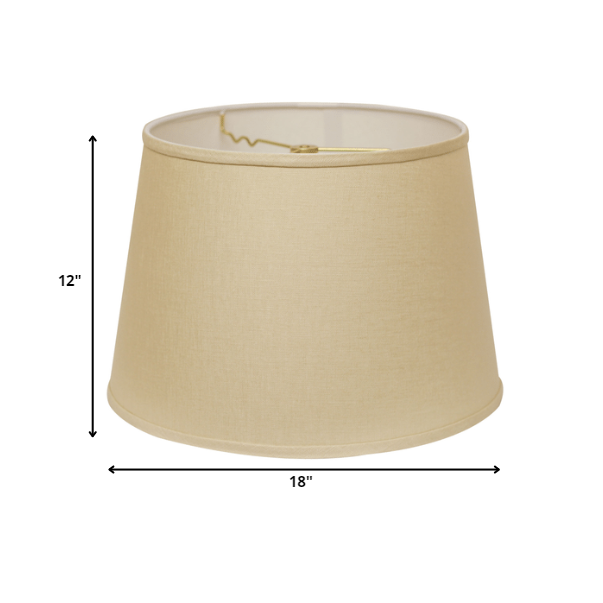 18" Parchment Biege Rounded Empire Slanted Linen Lampshade. Picture 6
