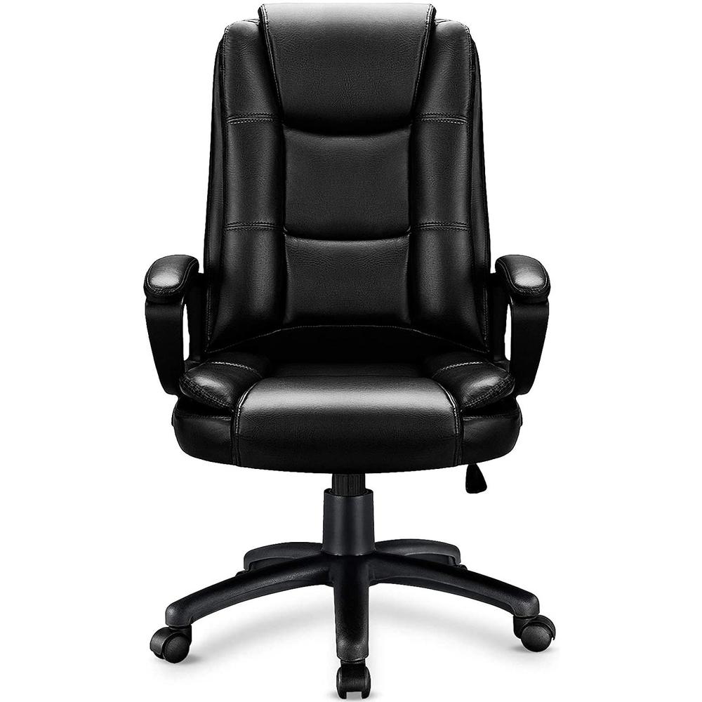 Black Leather Executive Chair with Lumbar Support. Picture 2