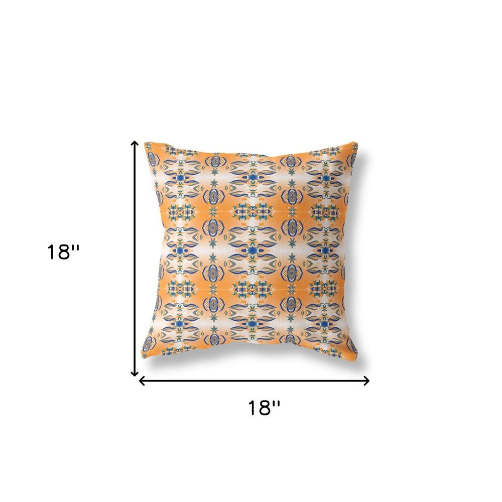 18" X 18" Orange And Gray Broadcloth Floral Throw Pillow. Picture 7