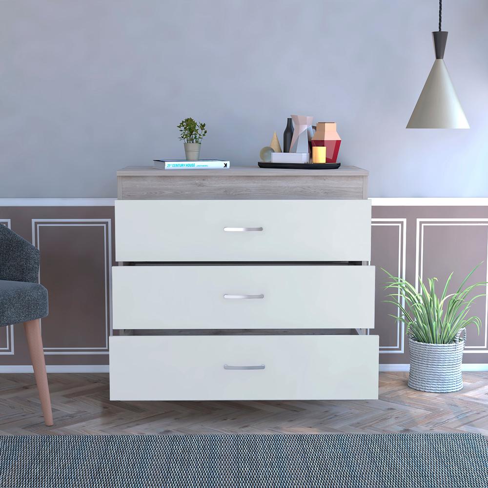 29" Light Gray and White Three Drawer Dresser. Picture 8