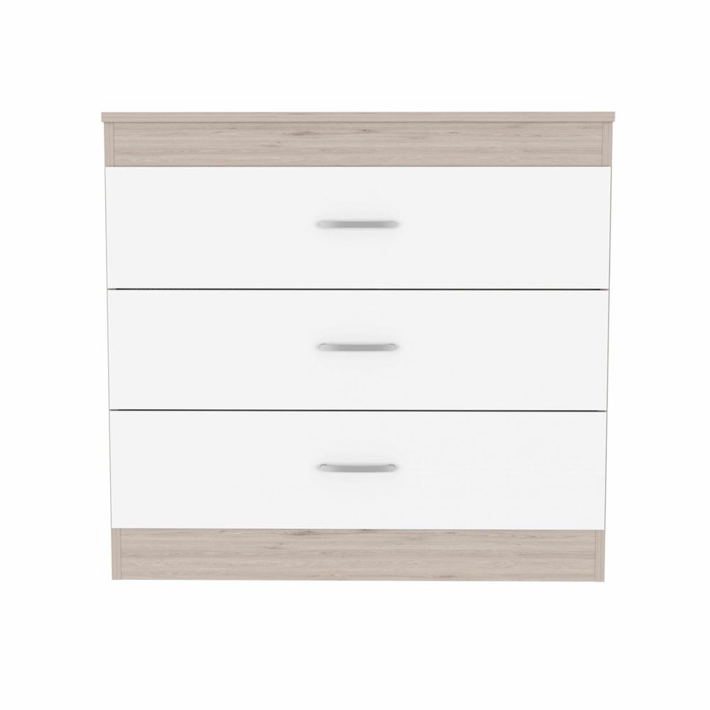 29" Light Gray and White Three Drawer Dresser. Picture 1
