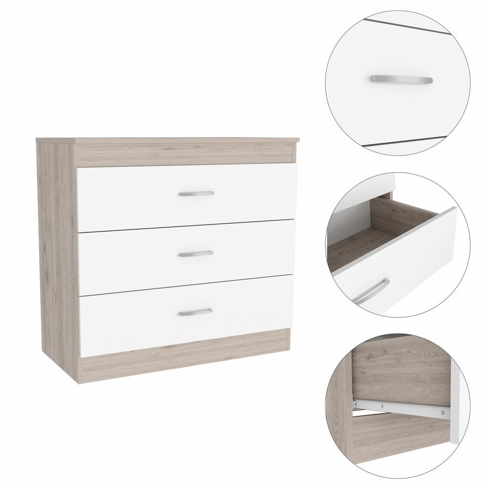 29" Light Gray and White Three Drawer Dresser. Picture 6