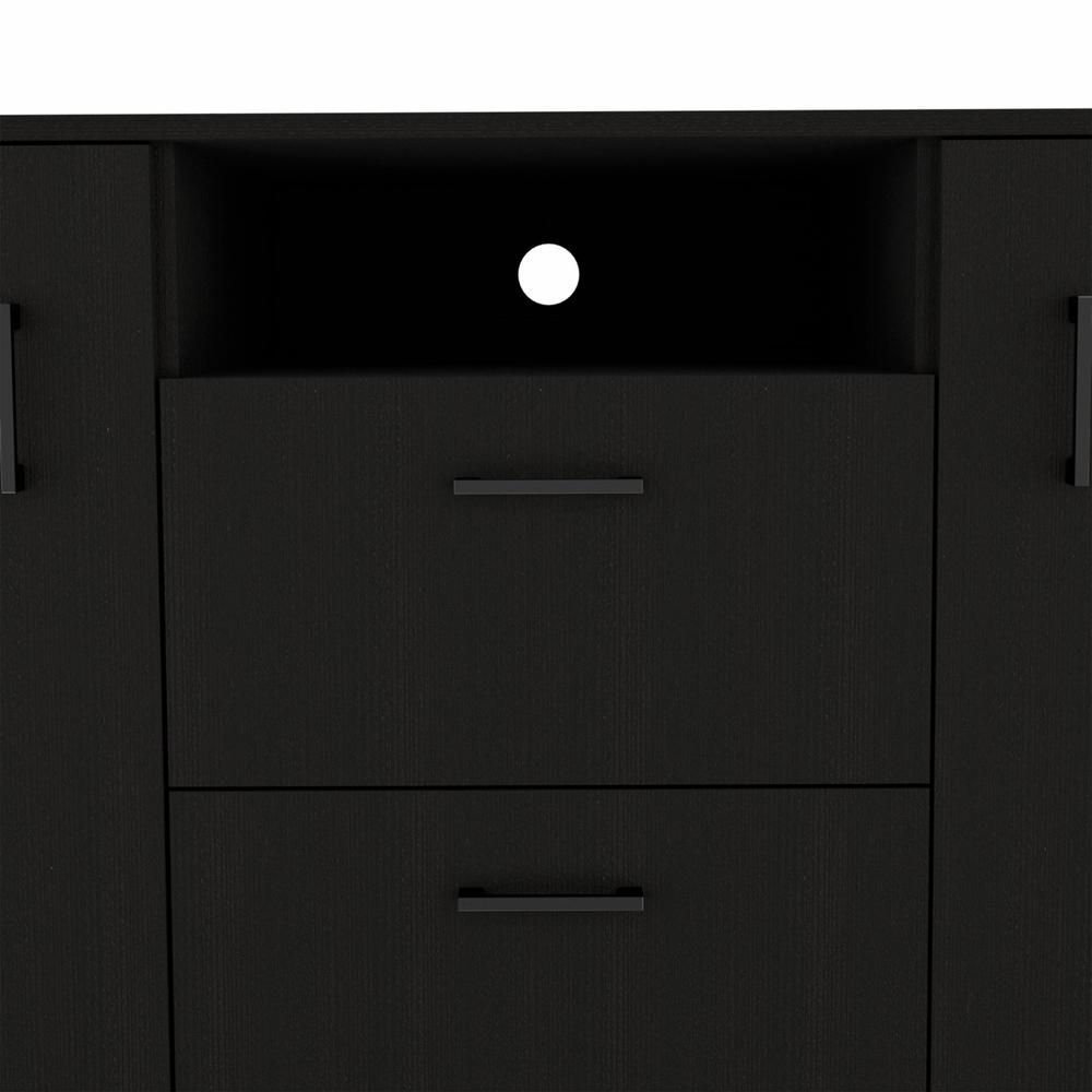 Black Three Door Closet with Two Drawers. Picture 5
