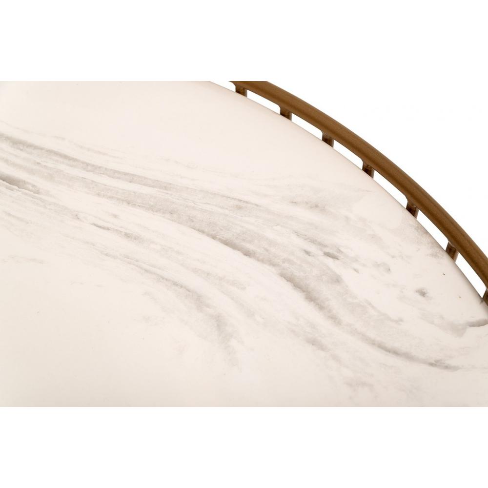 Modern Round White and Gold Faux Marble Coffee Table. Picture 4