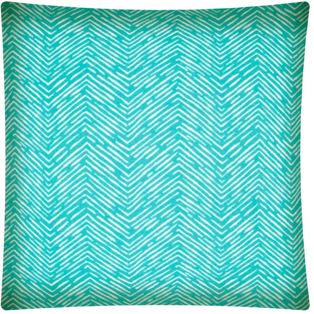 17" X 17" Turquoise And White Zippered Polyester Chevron Throw Pillow Cover. Picture 2