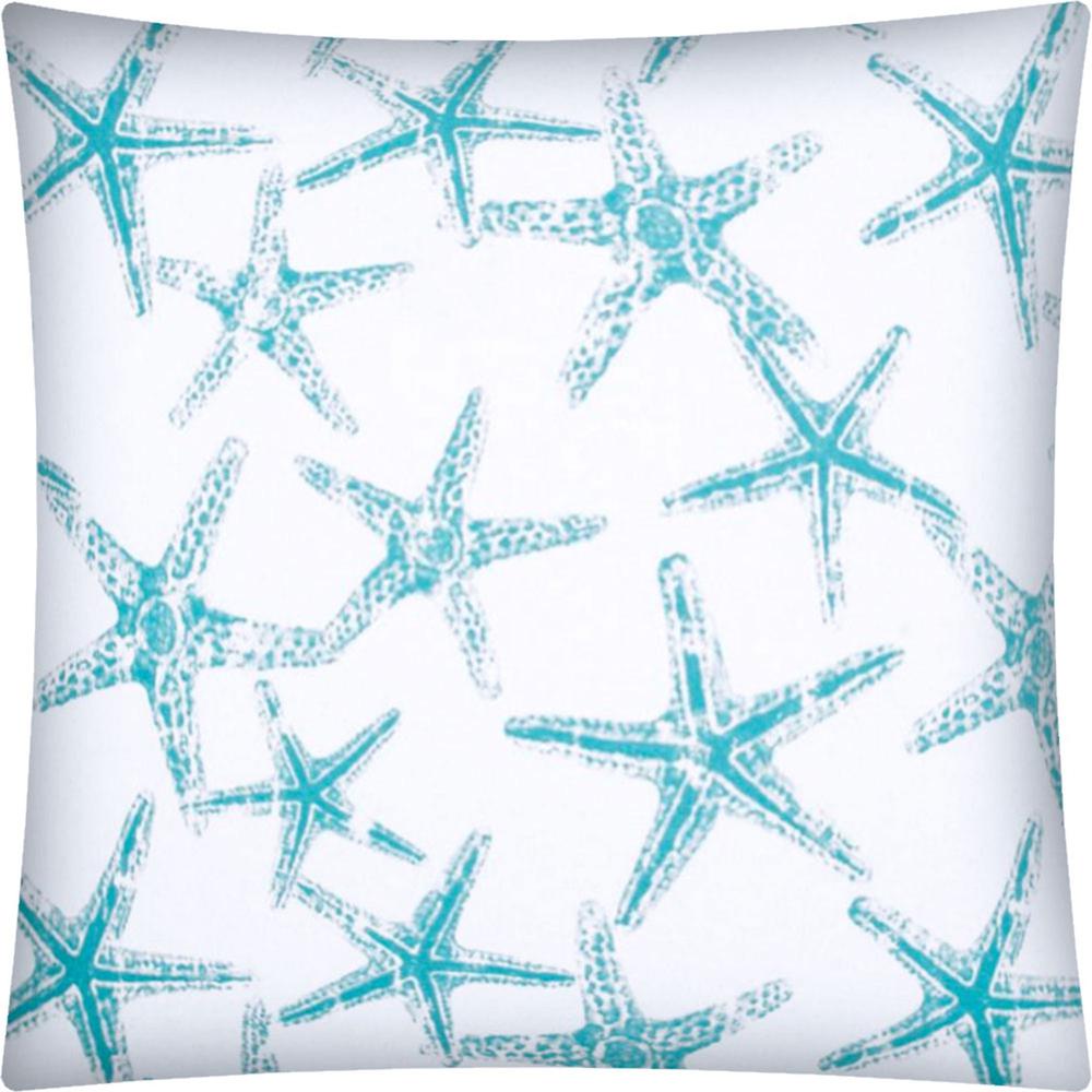 17" X 17" Turquoise And White Zippered Polyester Coastal Throw Pillow Cover. Picture 2
