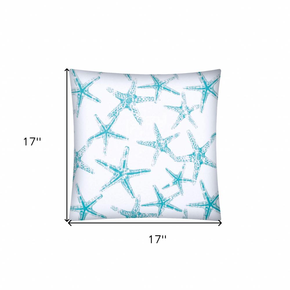 17" X 17" Turquoise And White Zippered Polyester Coastal Throw Pillow Cover. Picture 9