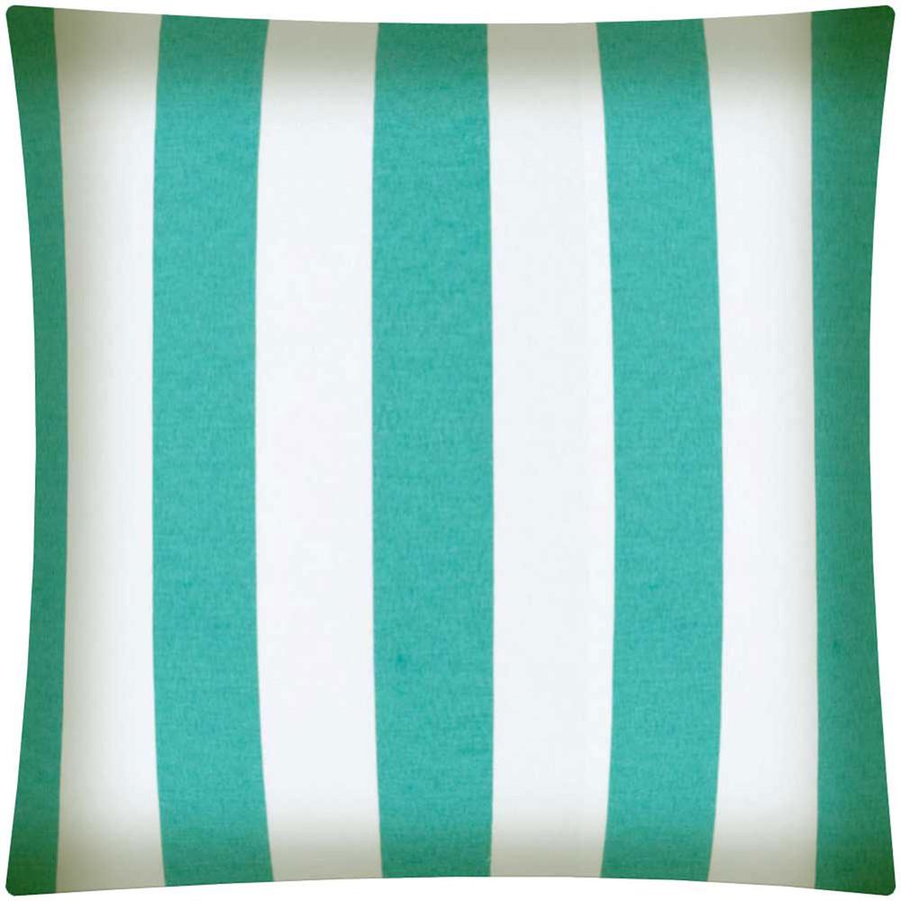 17" X 17" Turquoise And White Zippered Polyester Striped Throw Pillow Cover. Picture 2