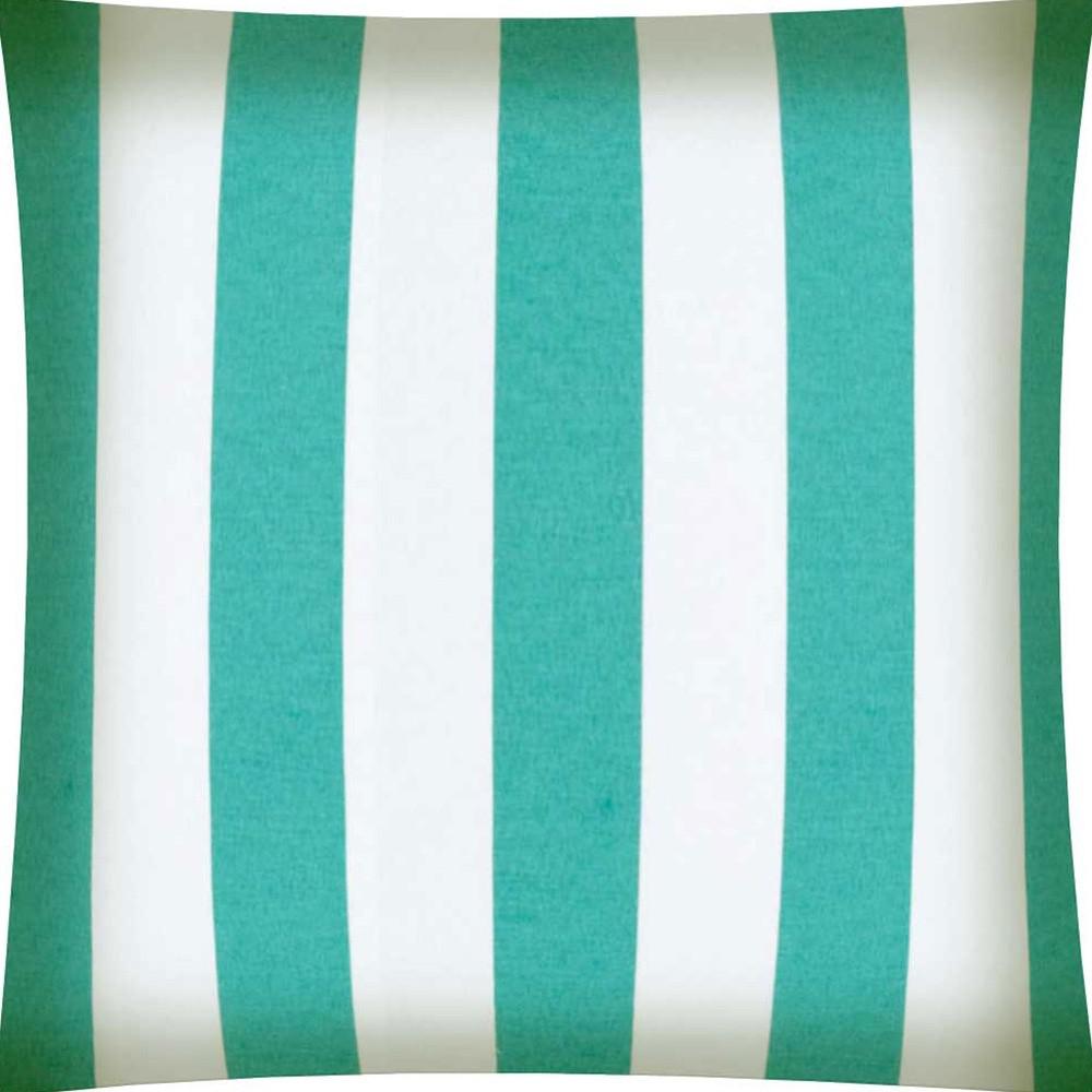 17" X 17" Turquoise And White Zippered Polyester Striped Throw Pillow Cover. Picture 6