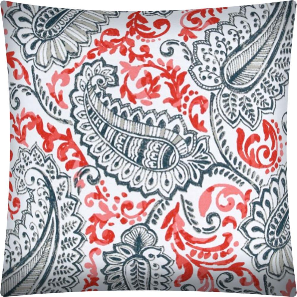 17" X 17" Coral Gray And White Zippered Polyester Paisley Throw Pillow Cover. Picture 2