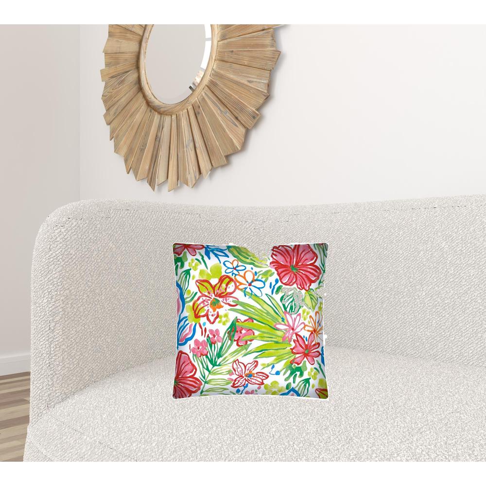 17" X 17" White Red And Green Zippered Polyester Floral Throw Pillow Cover. Picture 5
