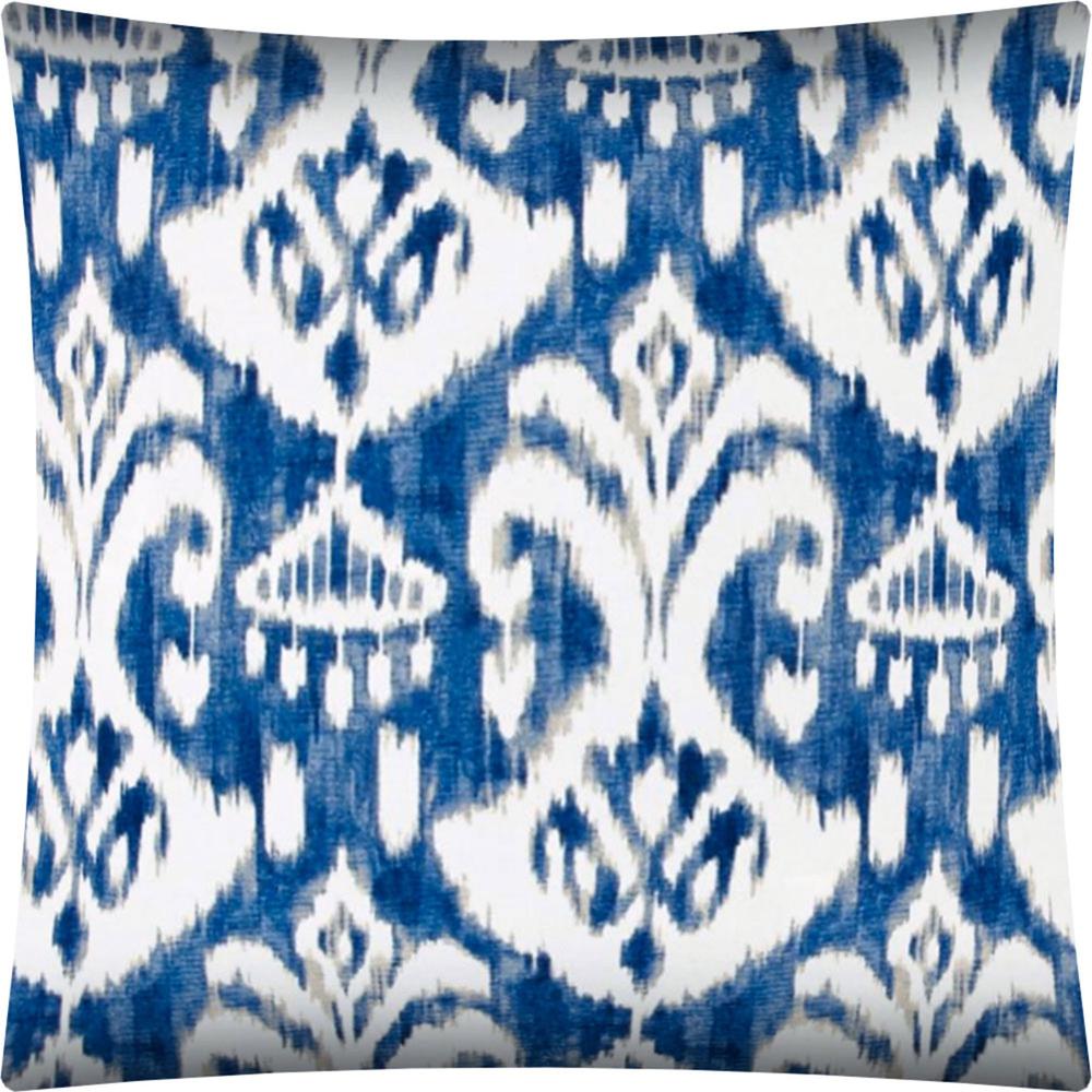 17" X 17" Indigo Taupe And Cream Zippered Polyester Ikat Throw Pillow Cover. Picture 4