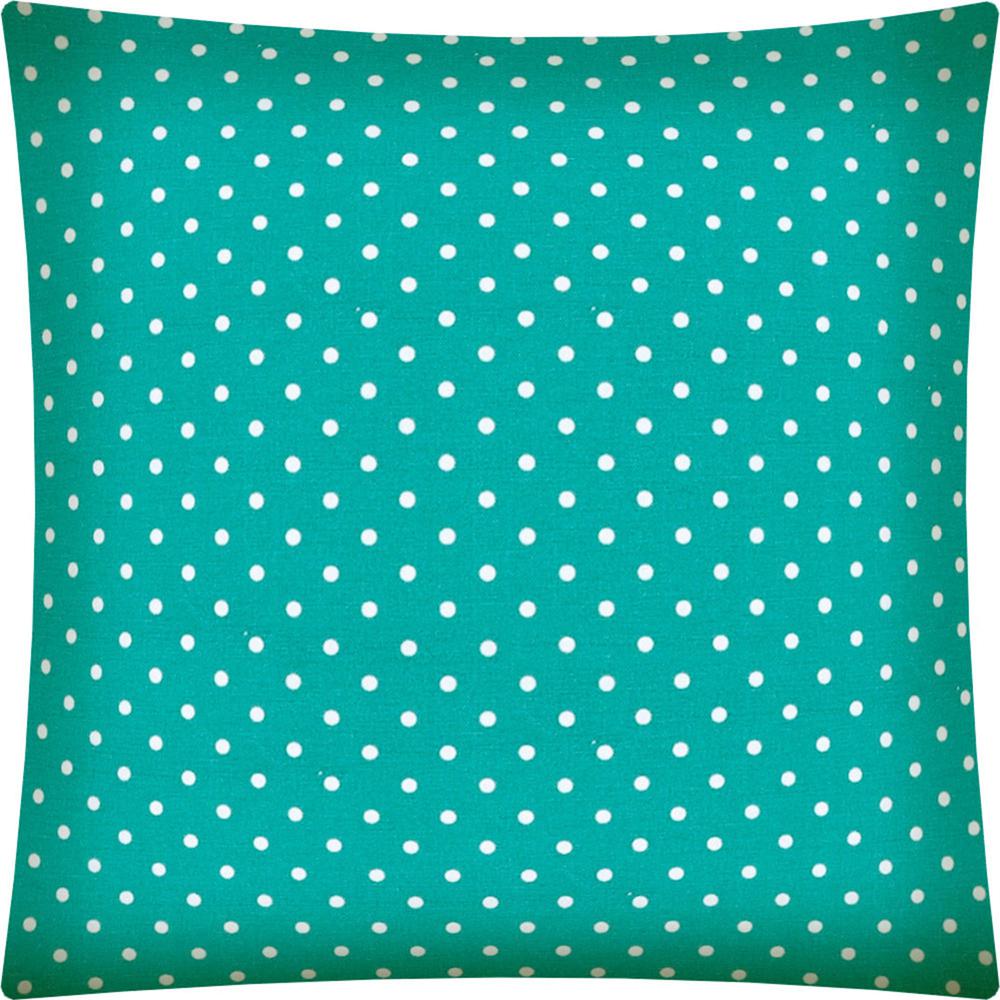 17" X 17" Turquoise Zippered Polyester Polka Dots Throw Pillow Cover. Picture 1