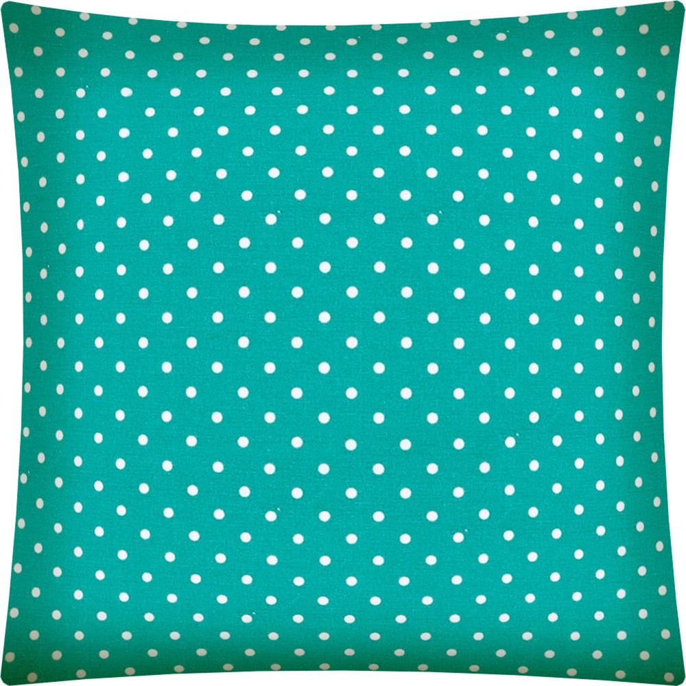 17" X 17" Turquoise Zippered Polyester Polka Dots Throw Pillow Cover. Picture 2