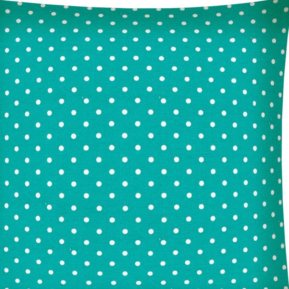 17" X 17" Turquoise Zippered Polyester Polka Dots Throw Pillow Cover. Picture 5