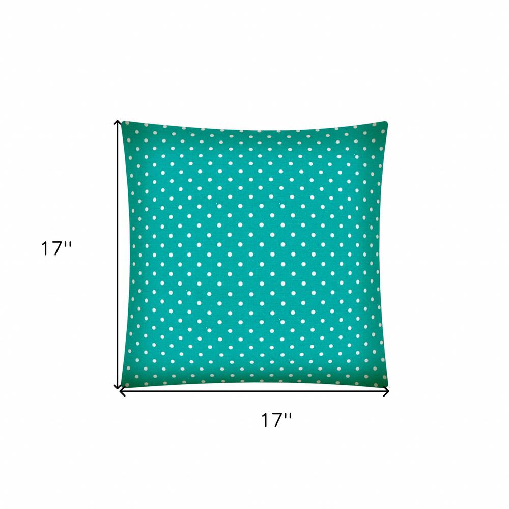 17" X 17" Turquoise Zippered Polyester Polka Dots Throw Pillow Cover. Picture 6
