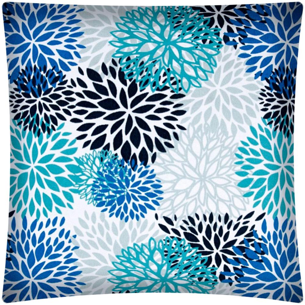 17" X 17" Blue Seafoam And White Zippered Polyester Floral Throw Pillow Cover. Picture 2